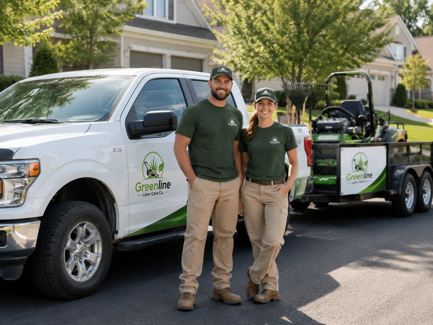Greenline Lawn Care Co. crew and equipment ready for local lawn service